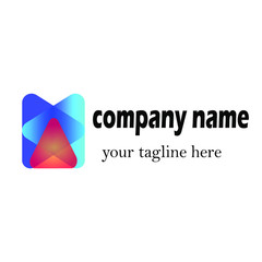 m logo. from 3 triangle. color editable 