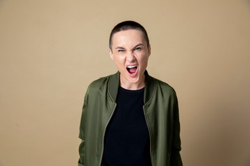 Cool skinhead woman