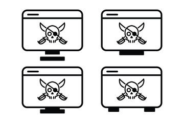 Internet hacker icon, hacking icon set.