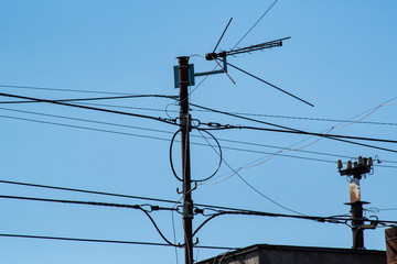 Antennas and wires on the roof
