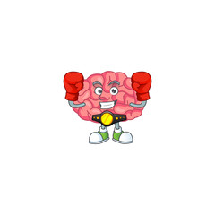 A sporty brain boxing athlete cartoon mascot design style