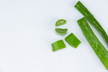 Pieces of aloe vera on whitle background.