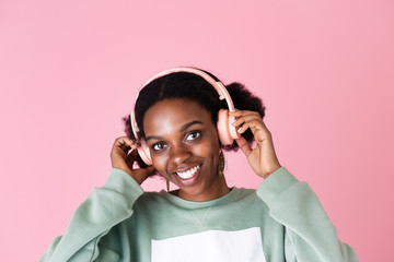 Pink headphones on pink