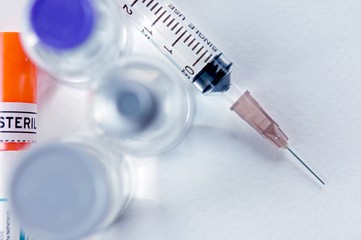 
Medicine in vials and syringe , ready for vaccine injection , Cancer Treatment , Pain Treatment...