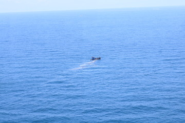 Obraz premium Southeast Asia -Vietnam sea view from sky-car to Phu Quoc islands . Blue ocean view 