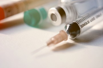 
Medicine in vials and syringe , ready for vaccine injection , Cancer Treatment , Pain Treatment...