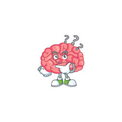 Brain mascot design concept having confuse gesture