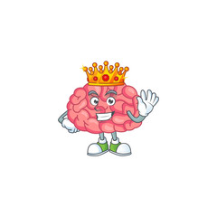 The Charismatic King of brain cartoon character design wearing gold crown