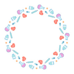 Health care icones vector round frame on a white background