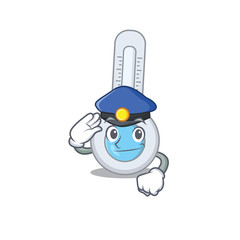 Police officer mascot design of cold thermometer wearing a hat