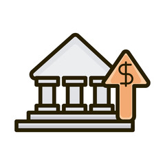 bank growing arrow business financial investing line and fill icon