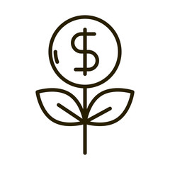 plant coin money business financial investing line style icon