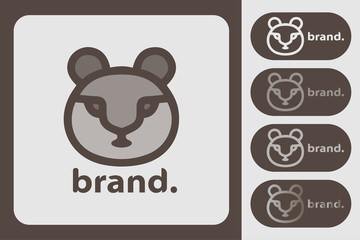 SET OF BEAR HEAD LOGO DESIGN TEMPLATE.MODERN MINIMALIST, FLAT, CUTE, HIPSTER STYLE. PREMIUM VECTOR