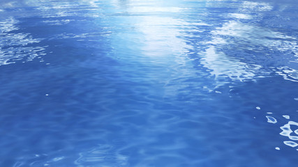 Sea Ocean Water Wave surface sky 3D illustration background.