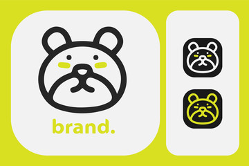 SET OF BEAR HEAD LOGO DESIGN TEMPLATE.MODERN MINIMALIST, FLAT, CUTE, HIPSTER STYLE. 