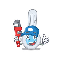 Cold thermometer Smart Plumber cartoon character design with tool