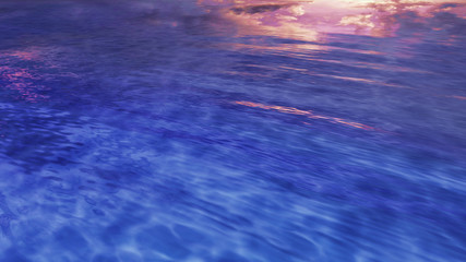 Sea Ocean Water Wave surface sky 3D illustration background.