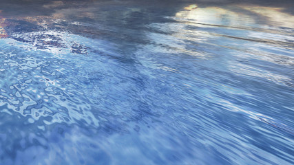 Sea Ocean Water Wave surface sky 3D illustration background.