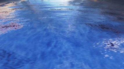 Sea Ocean Water Wave surface sky 3D illustration background.