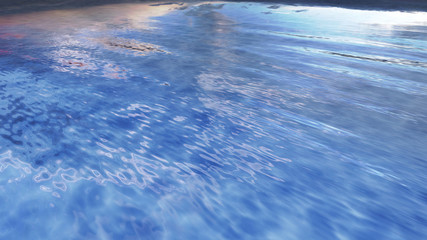 Sea Ocean Water Wave surface sky 3D illustration background.