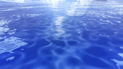 Sea Ocean Water Wave surface sky 3D illustration background.