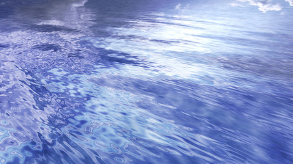 Sea Ocean Water Wave surface sky 3D illustration background.