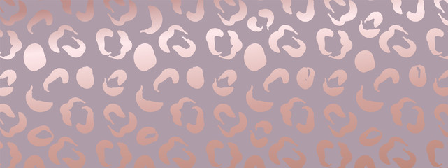 Luxury rose gold Leopard texture pattern design vector. Stylised Spotted Leopard Skin Background for Fabric, Print, Fashion, Wallpaper. Vector illustration. 
