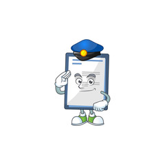 A dedicated Police officer of medical note mascot design style