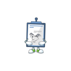Medical note mascot design style with grinning face