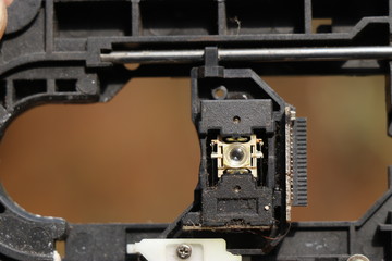 Obraz na płótnie Canvas Laser of the CD-ROM Drive close-up view