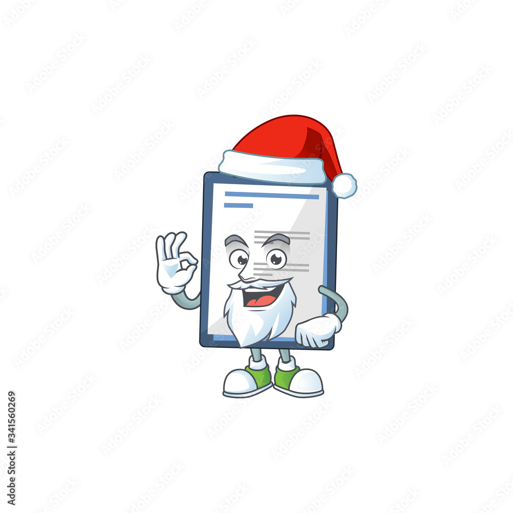 Poster friendly medical note santa cartoon character design with ok finger