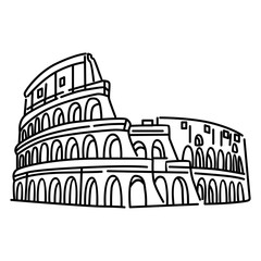 Colosseum Line Art Vector. Isolated on White background