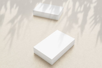 Blank white business cards as template for design presentation, brand promotion, portfolio etc.