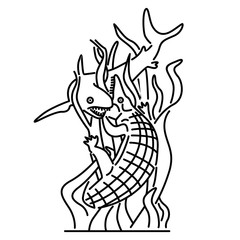 Taman surabaya, the shark and the crocodille as the symbol of bravery and fighter in Surabaya