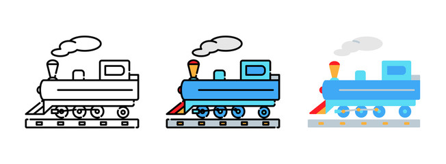 Steam locomotive icon set isolated on white background for web design ,travel concept © sirawut