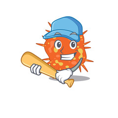 Fototapeta premium Picture of burkholderia mallei cartoon character playing baseball
