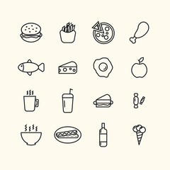 Fast food vector line icons.