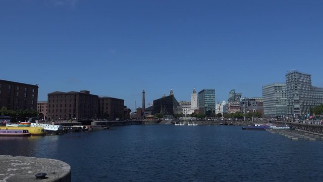 Liverpool city on a beautiful day old and new architecture UK 4K