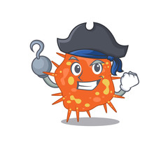 Burkholderia mallei cartoon design style as a Pirate with hook hand and a hat
