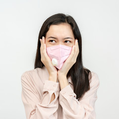 Asian girl wearing a face mask