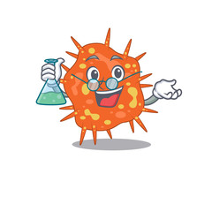burkholderia mallei smart Professor Cartoon design style working with glass tube