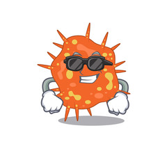 Cool burkholderia mallei cartoon character wearing expensive black glasses