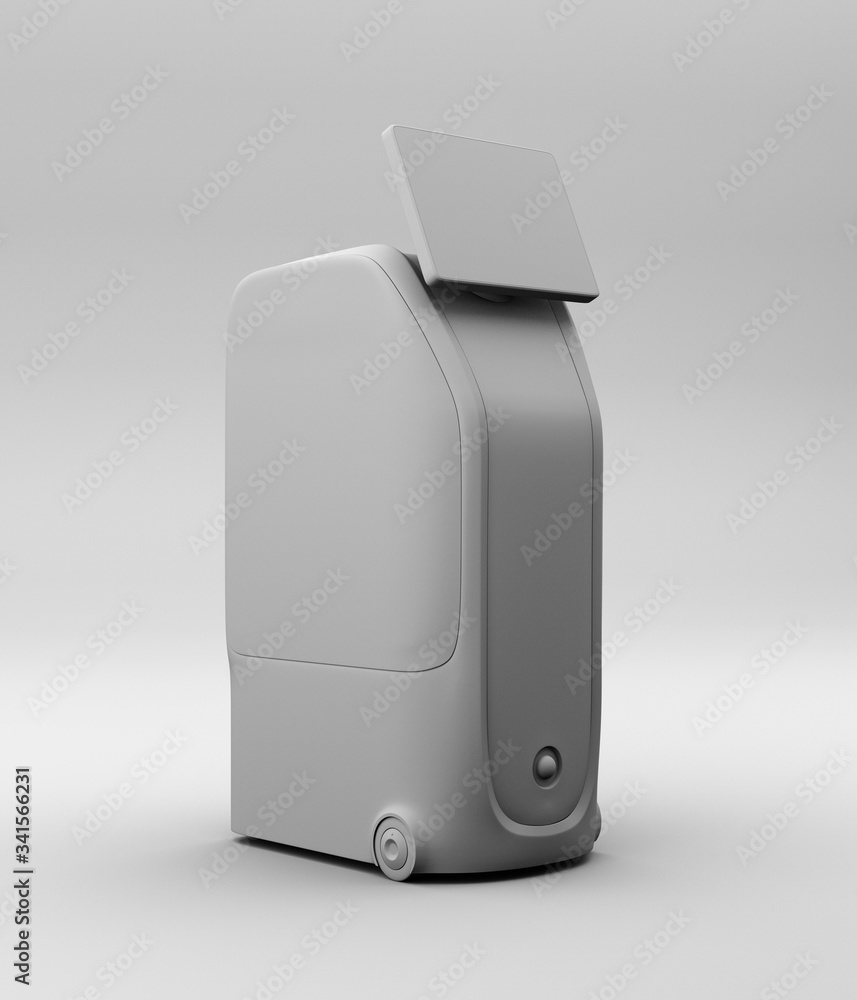 Poster clay rendering of medical delivery robot. infection prevention concept. 3d rendering image.