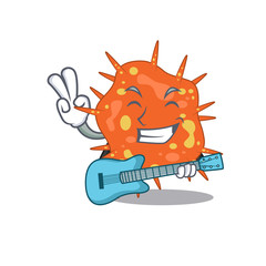 Talented musician of burkholderia mallei cartoon design playing a guitar