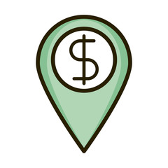 location pin money business financial investing line and fill icon