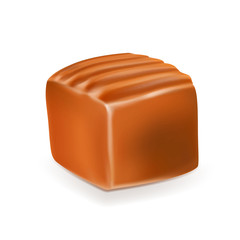 Caramel Toffee Candy Delicious Chewy Fudge Vector. Sticky Pastry Toffee Golden Butterscotch Dessert. Culinary Food Recipe. Tasty Treat Creamy Nourisment Mockup Realistic 3d Illustration