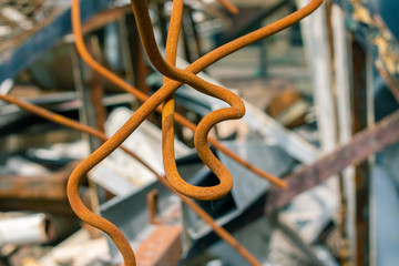 Thick rusty wire bright red color unusual fancy shape