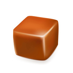 Caramel Toffee Candy Delicious Sweet Cube Vector. Confectionery Toffee Dessert. Homemade Condensed Delicacy Nutrition Recipe. Culinary Tasty Chewy Snack Template Realistic 3d Illustration