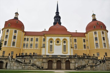 Famous staircase and Moritzburg castle in Saxony