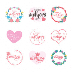 happy mothers day card with flowers set frames